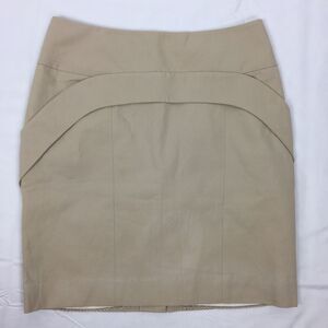 Leifsdottir Anthropologie Women Sz 10 Tan Straight Linen‎ Skirt Silk Lining